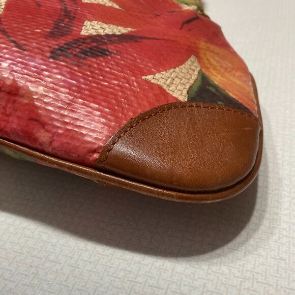 NWOT FINAL PRICE Patricia Nash Ozieri Leather & Raffia Tropical dreams Satchel - Picture 5 of 9